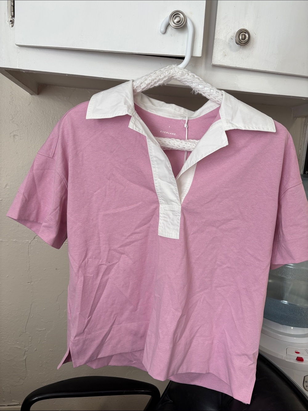 Everlane Pink Polo with White Contrast Collar